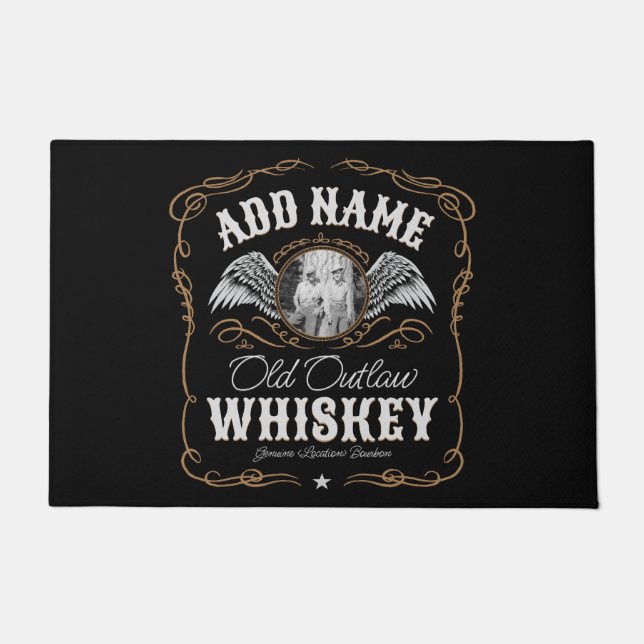  Old Moonshine Whiskey Label ADD PHOTO Family Name Doormat (Front)