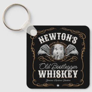 Old Moonshine Whiskey Label ADD PHOTO Family Name Key Ring