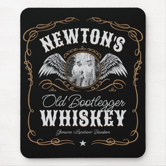  Old Moonshine Whiskey Label ADD PHOTO Family Name Mouse Mat (Front)