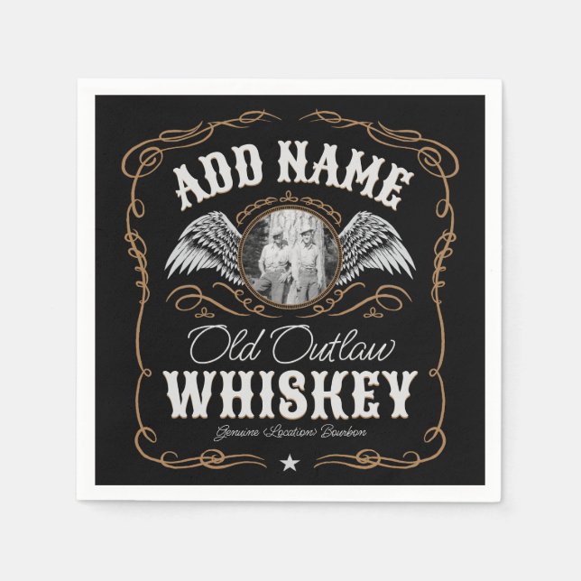  Old Moonshine Whiskey Label ADD PHOTO Family Name Napkin (Front)