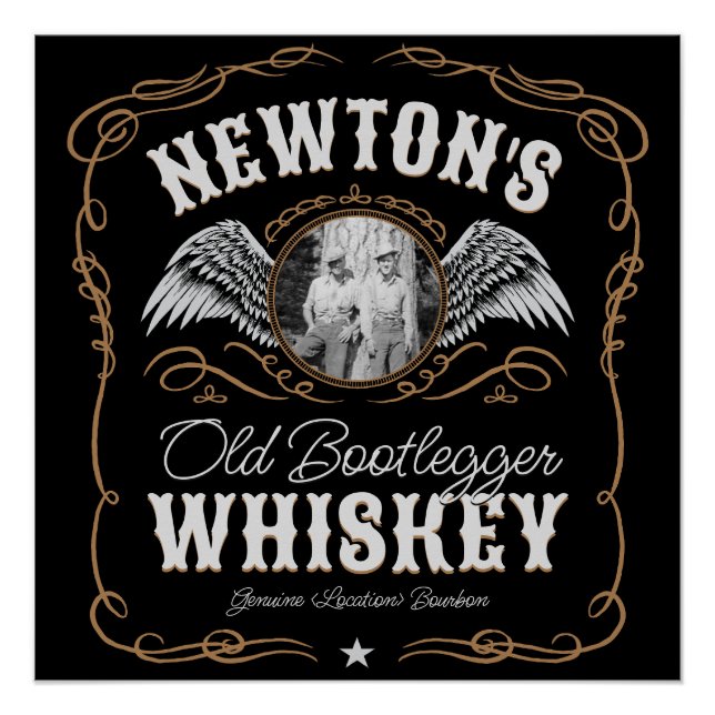  Old Moonshine Whiskey Label ADD PHOTO Family Name Poster (Front)