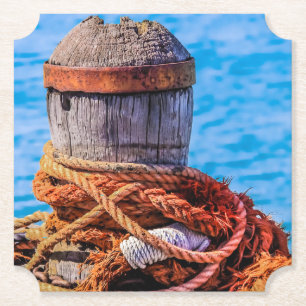 Old Mooring Bollard Paper Coaster