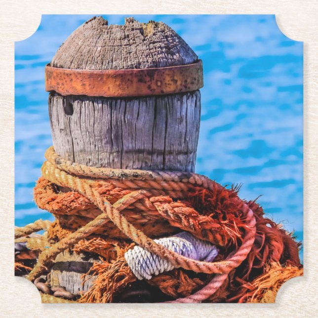 Old Mooring Bollard Paper Coaster (Front)