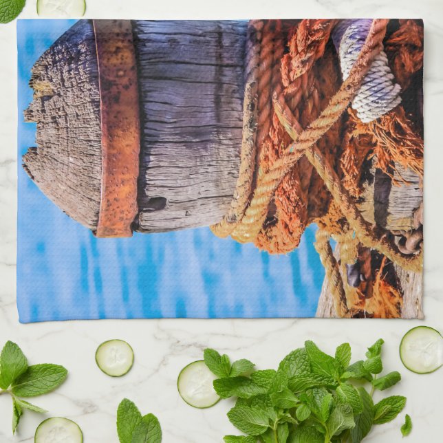 Old Mooring Bollard Tea Towel (Folded)