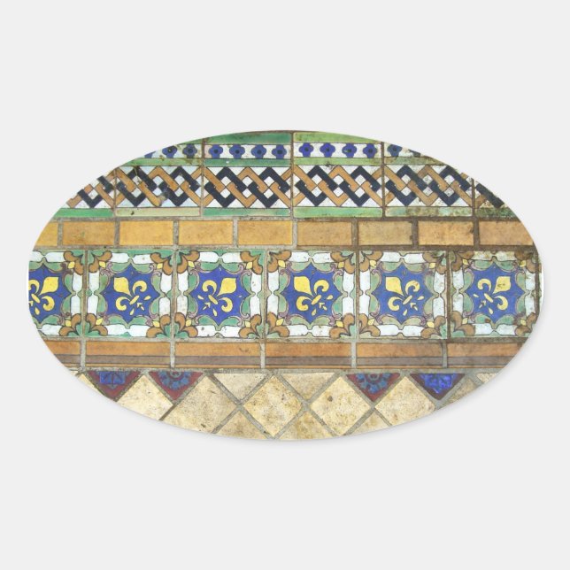 Old Mosaic Oval Sticker (Front)