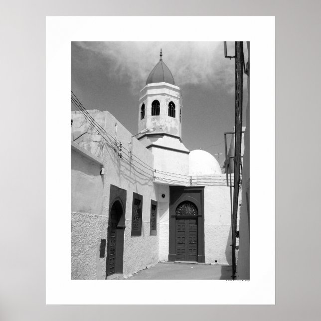 Old Mosque in Tripoli (B&W) Poster (Front)