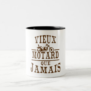 old_motard_never_moto_quote_never Two-Tone coffee mug