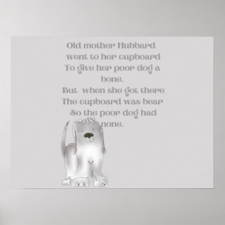 Old Mother Hubbard cartoon fun in greys Poster