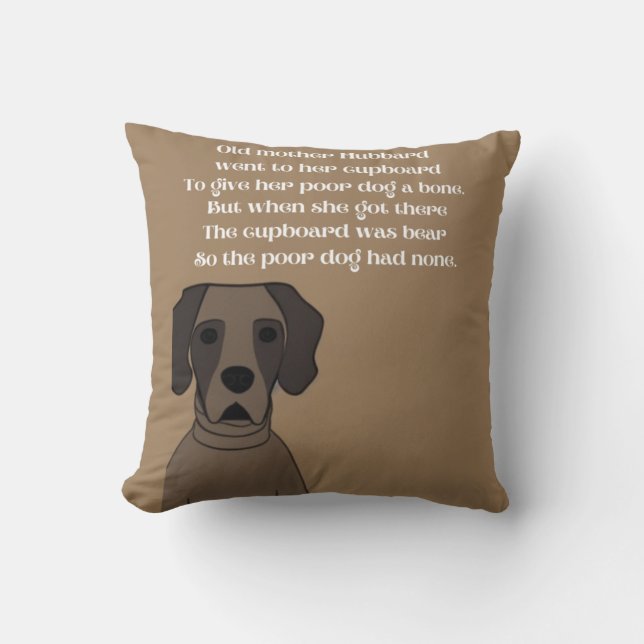 Old Mother Hubbard rhyme cute dog in browns  Cushion (Front)
