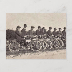 Old motorcycles 1912 B&W photo Postcard