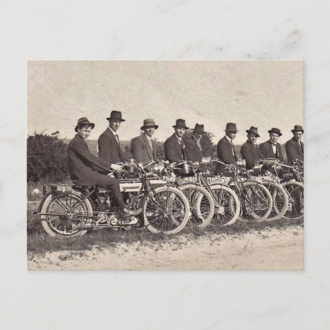 Old motorcycles 1912 B&W photo Postcard (Front)