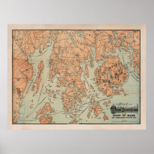 Old Mount Desert ME Map (1890)  Poster