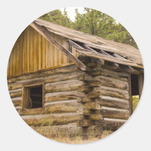Old Mountain Cabin Classic Round Sticker