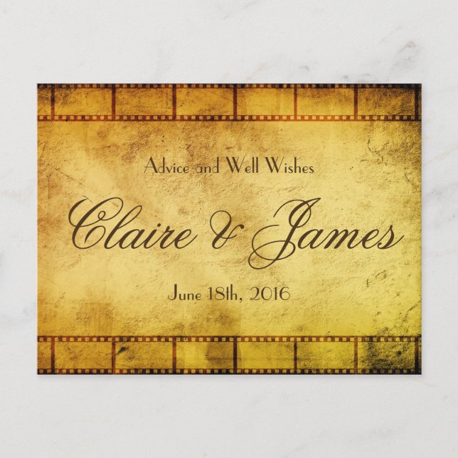 Old Movie Film Wedding Advice Card (Front)