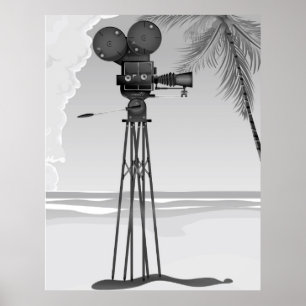 Old Movie time vintage film camera. Poster