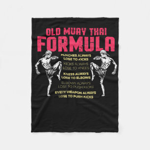 Old Muay Thai Formula Kickboxing Thai Boxer Distre Fleece Blanket