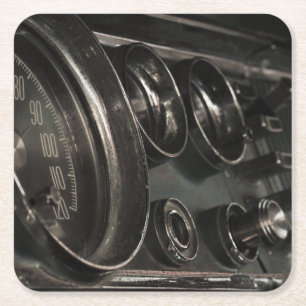Old Muscle Car Chrysler Dashboard Paper Coaster