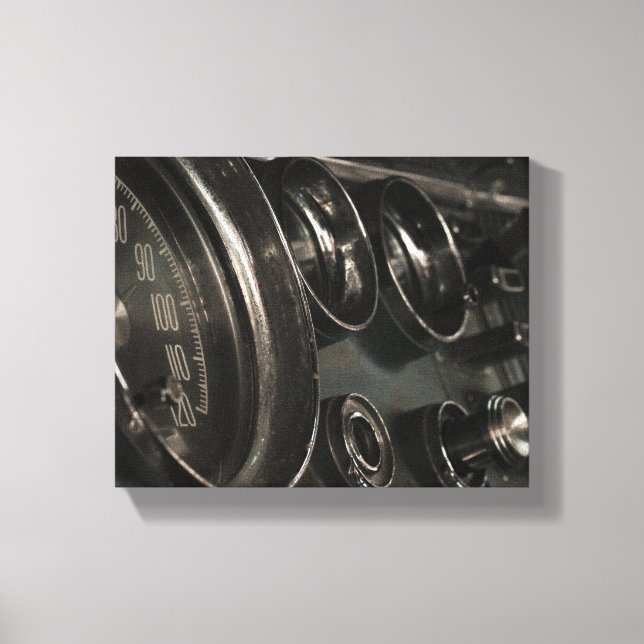 Old Muscle Classic Car Dashboard Driver Drive Canvas Print (Front)