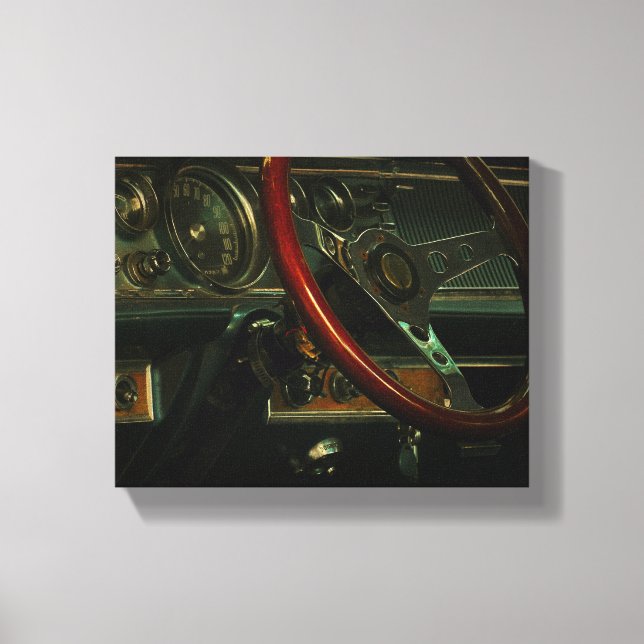 Old Muscle Classic Car Dashboard Driver Drive Canvas Print (Front)