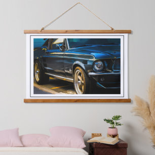Old Muscle Classic Car Details Driver Drive Hanging Tapestry
