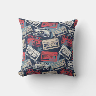 Old Music Cassettes Vintage Seamless Cushion