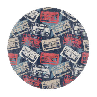 Old Music Cassettes Vintage Seamless Cutting Board
