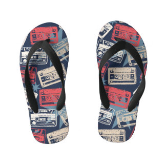Old Music Cassettes Vintage Seamless Kid's Flip Flops