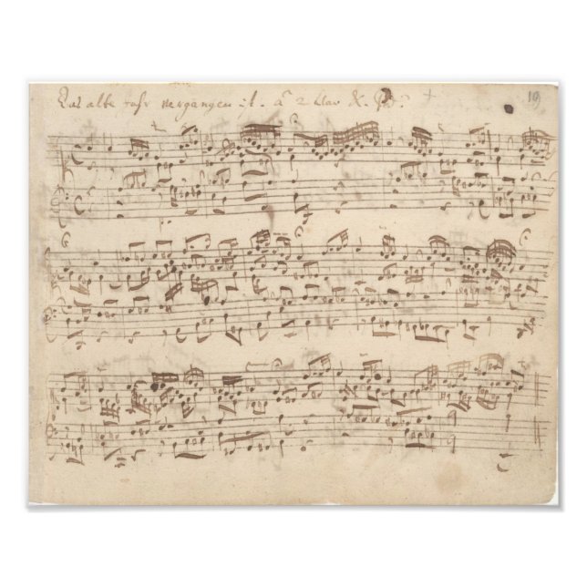 Old Music Notes - Bach Music Sheet Photo Print (Front)