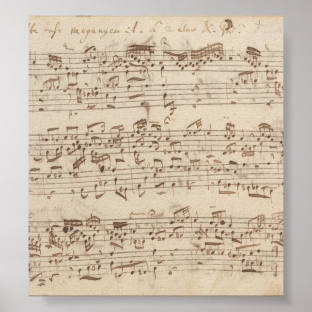 Old Music Notes - Bach Music Sheet Poster (Front)
