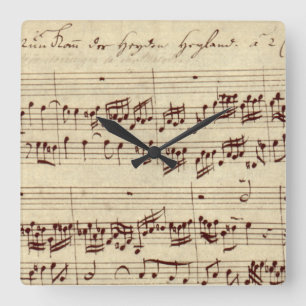 Old Music Notes - Bach Music Sheet Square Wall Clock