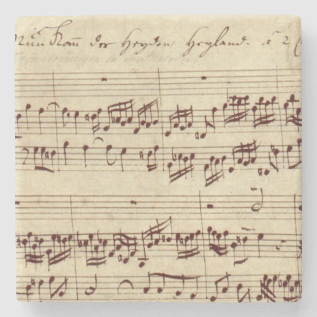 Old Music Notes - Bach Music Sheet Stone Coaster (Front)