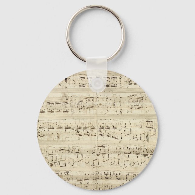 Old Music Notes - Chopin Music Sheet Key Ring (Front)