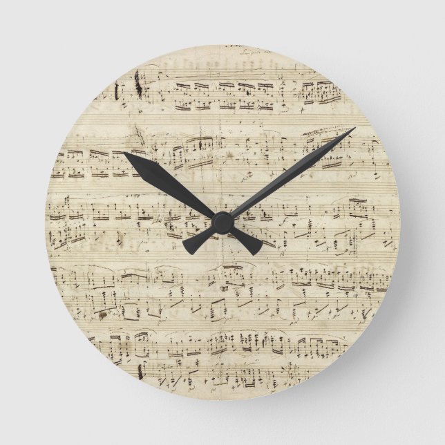 Old Music Notes - Chopin Music Sheet Round Clock (Front)