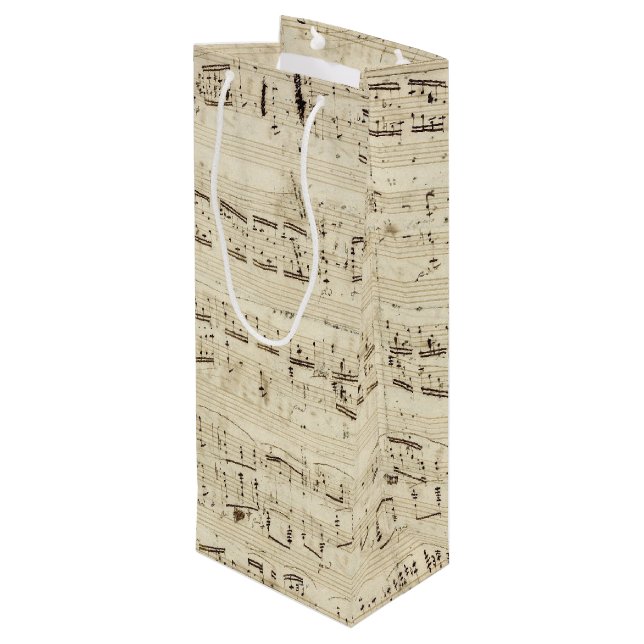 Old Music Notes - Chopin Music Sheet Wine Gift Bag (Back Angled)