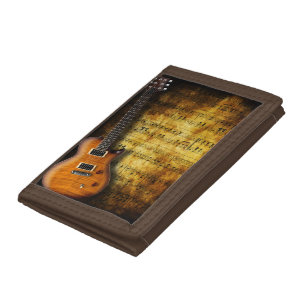 Old Music Sheet Guitar TriFold Nylon Wallet
