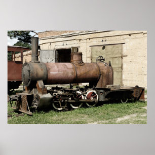 Old narrow-gauge steam engine poster