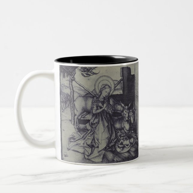 Old Nativity scene og Jesus Christ Two-Tone Coffee Mug (Left)