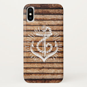 Old Nautical Anchor Wood iPhone X Case