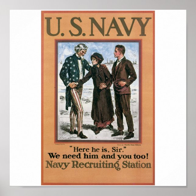 Old Navy Recruiting Poster circa 1917 (Front)