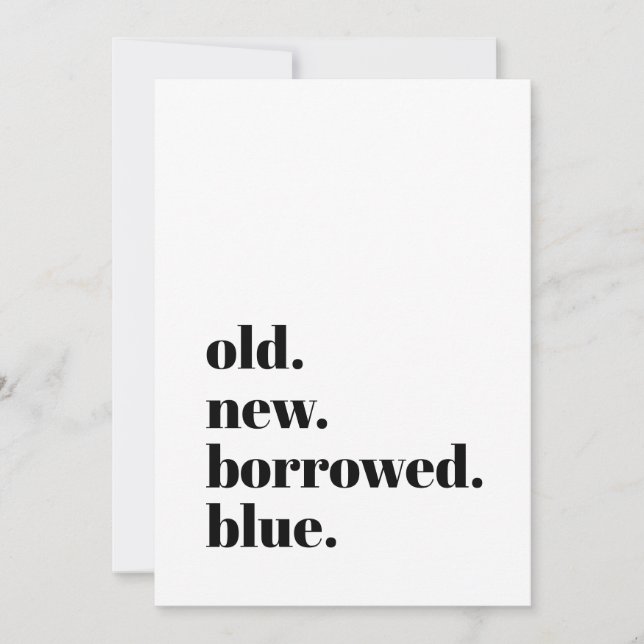 Old New Borrowed Blue Modern Minimalist Bold Font Save The Date (Front)