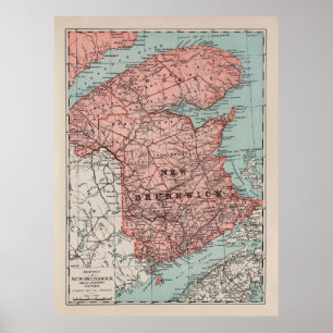 Old New Brunswick Canada Map (1925)  Poster