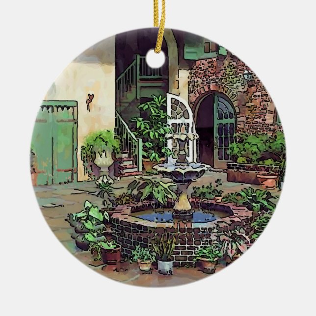 Old New Orleans French Quarter Ceramic Ornament (Front)