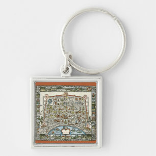 Old New Orleans Map Key Ring