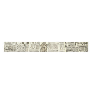 old newspaper composition satin ribbon