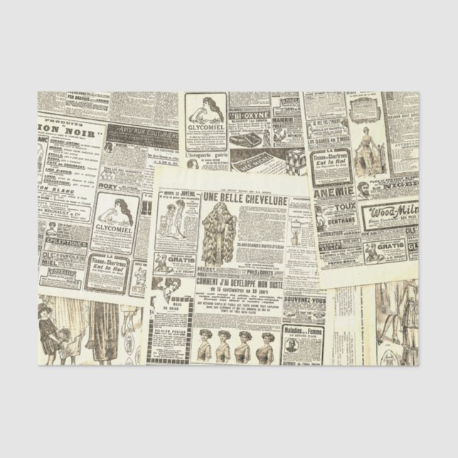 old newspaper composition tissue paper (Front)
