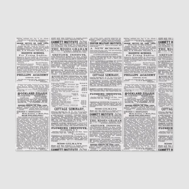 Old newspaper design tissue paper (Front)