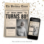 Old Newspaper Fun Custom Photo 80th Birthday Party Invitation<br><div class="desc">Old Newspaper Fun Custom Photo 80th Birthday Party Invitation. A cool and humourous birthday invitation design that looks like a vintage newspaper!  It is customisable and can be used for any age birthday party! Need help with this design template? Contact the design by clicking on the 'Message' button below.</div>