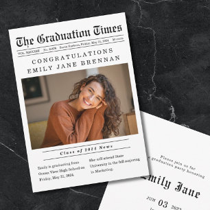Old Newspaper Graduation Announcement Invitation