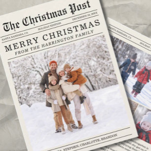 Old Newspaper Style Christmas Greeting Card
