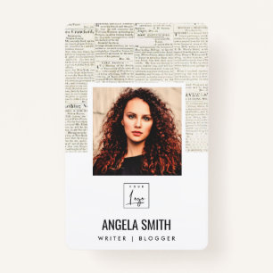 OLD NEWSPAPER TEXTURE EMPLOYEE PHOTO BARCODE NAME ID BADGE